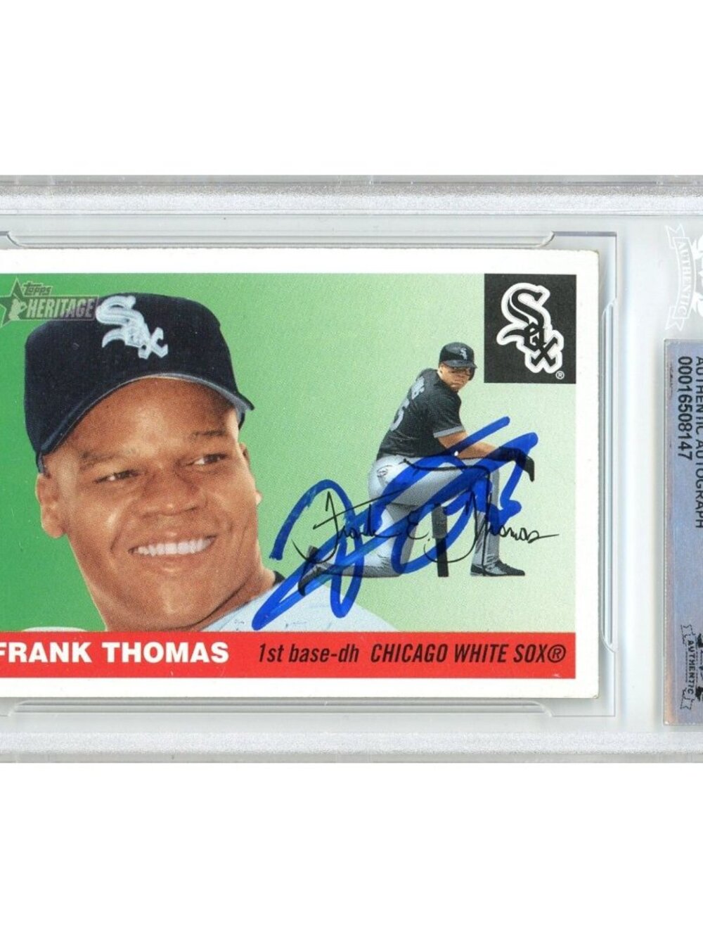 Frank Thomas Signed 2004 Topps Heritage #120A New Logo White Sox BAS Slabbed